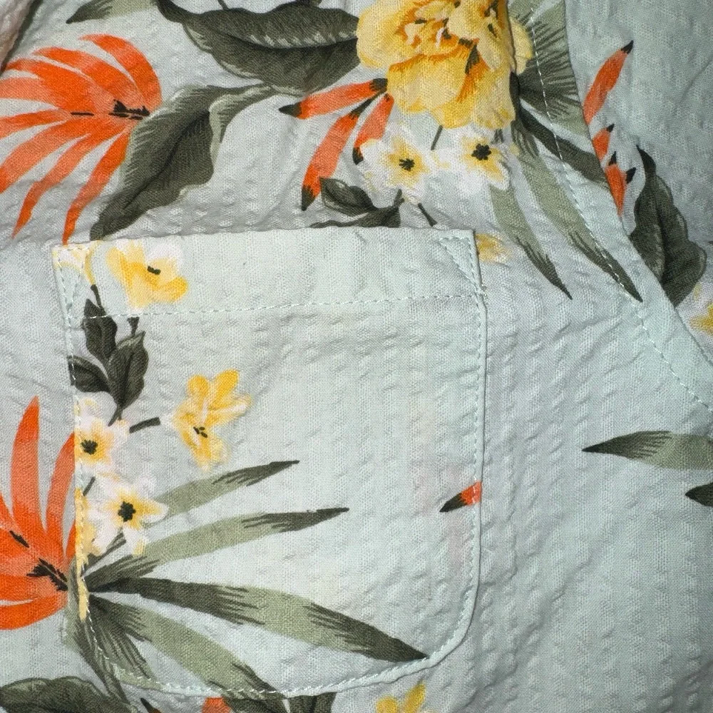 Old Navy Toddler Boys Floral Short Sleeve Button Down Shirt Green 4T